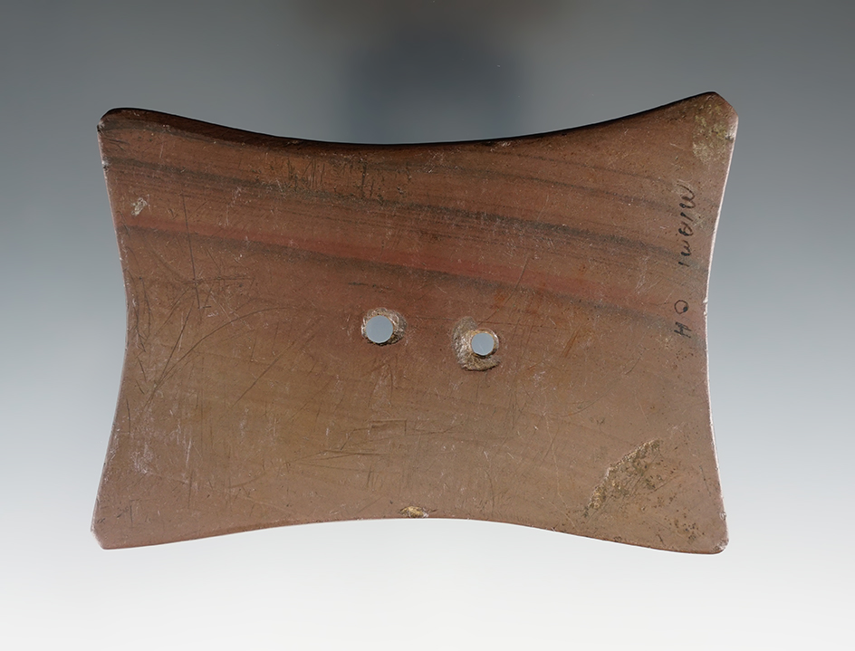 4" Adena Quadriconcave Gorget found Miami Co., Ohio. Pictured in Ohio Archaeologist Vol.53
