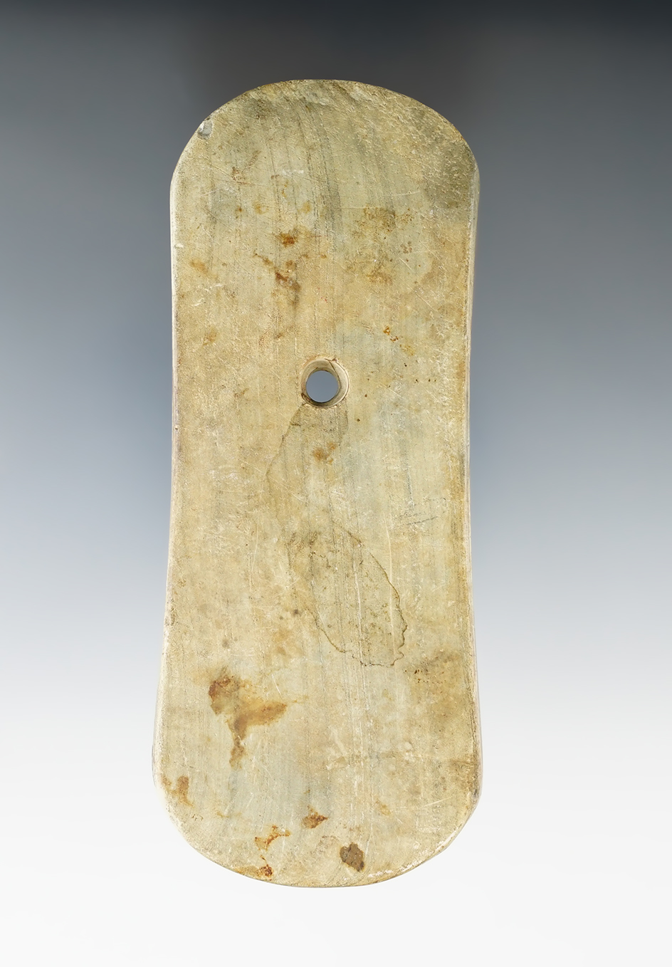 4 3/8" Adena Keyhole Pendant.  Vermillion, Lake Erie in Vermillion Twp., Lorain Co., Ohio.