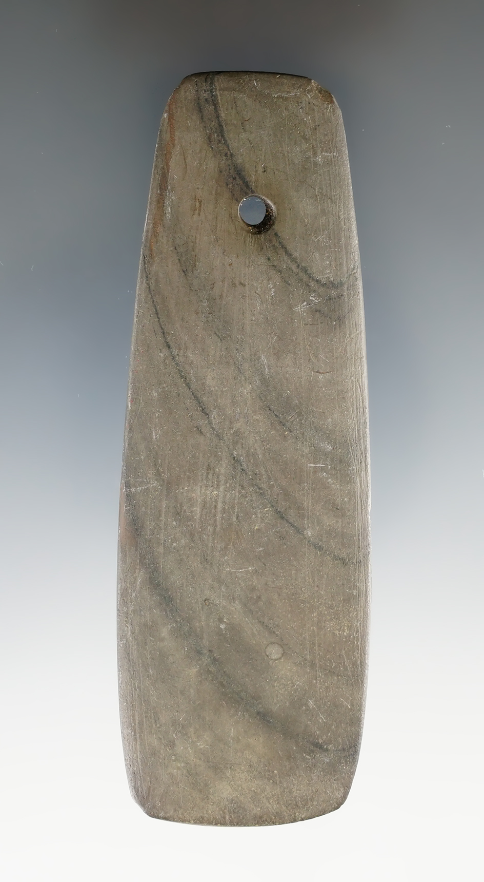 4" Hopewell Trapezoidal Pendant found in 1930 in Ashland Co., Ohio. Ex. Jim Hawks Collections.