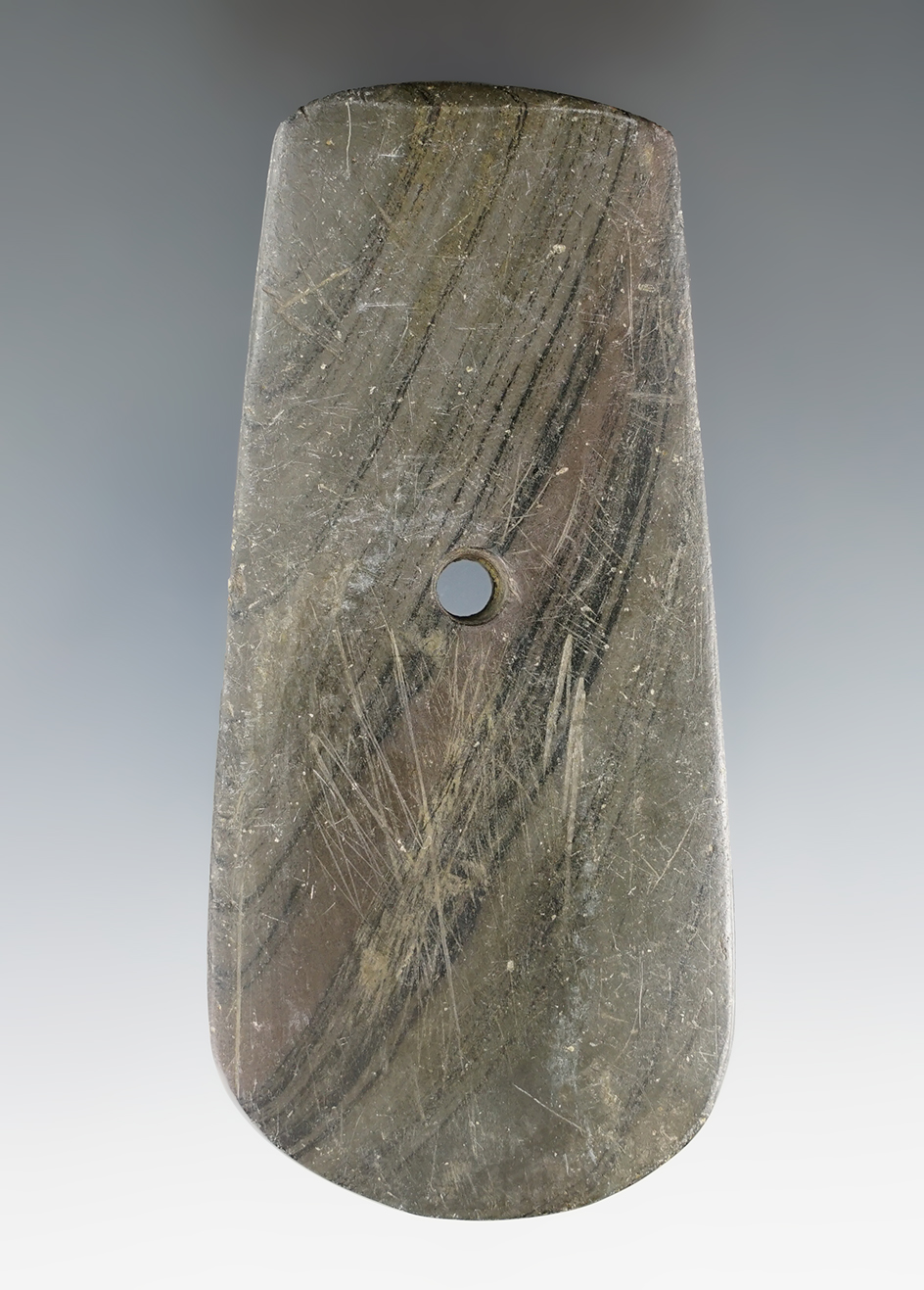 3 3/4" Adena Keyhole Pendant found in 2002 by Tom Waterson in Lorain Co., Ohio..