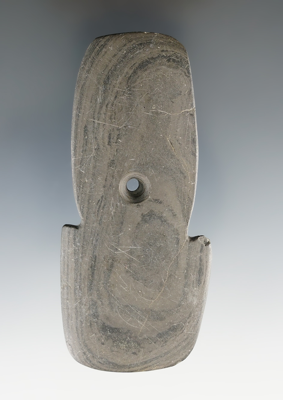 3 1/2" Hopewell Shovel Pendant found in McKean Twp., Licking Co., Ohio. Ex. James Wright (#21).