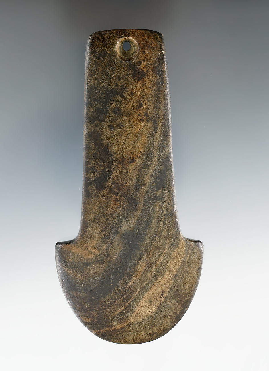 4 1/2" Adena Anchor Pendant made from Mottled Slate. Found in Franklin Co., Ohio. Pictured!