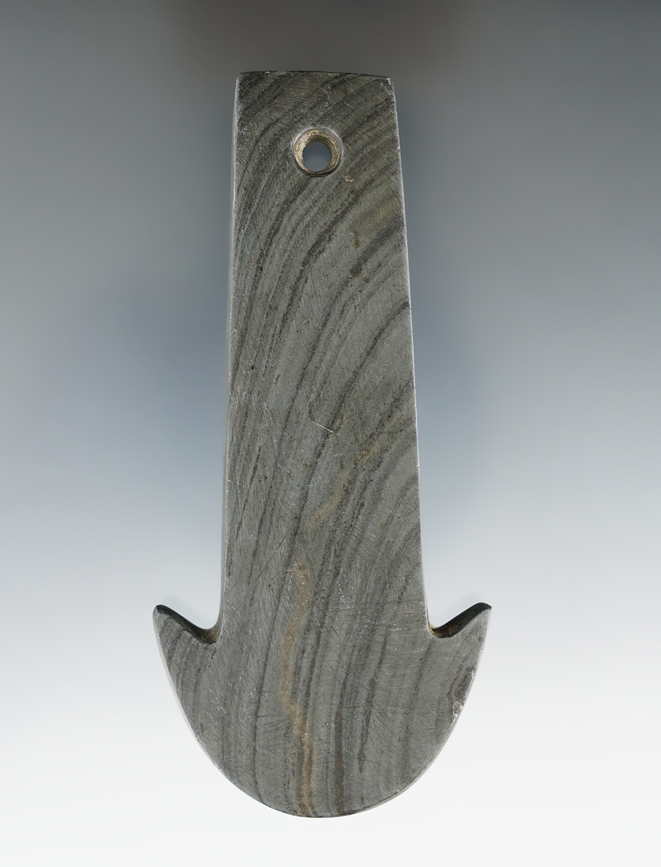 4 1/8" Adena Anchor Pendant found in Richland Co., Ohio. Pictured on Ohio Arch. front cover!