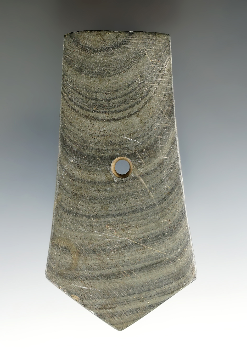 3 15/16" Hopewell Pentagonal Pendant found in Marion Co., Ohio. Ex. Mick Van Steen Collection.