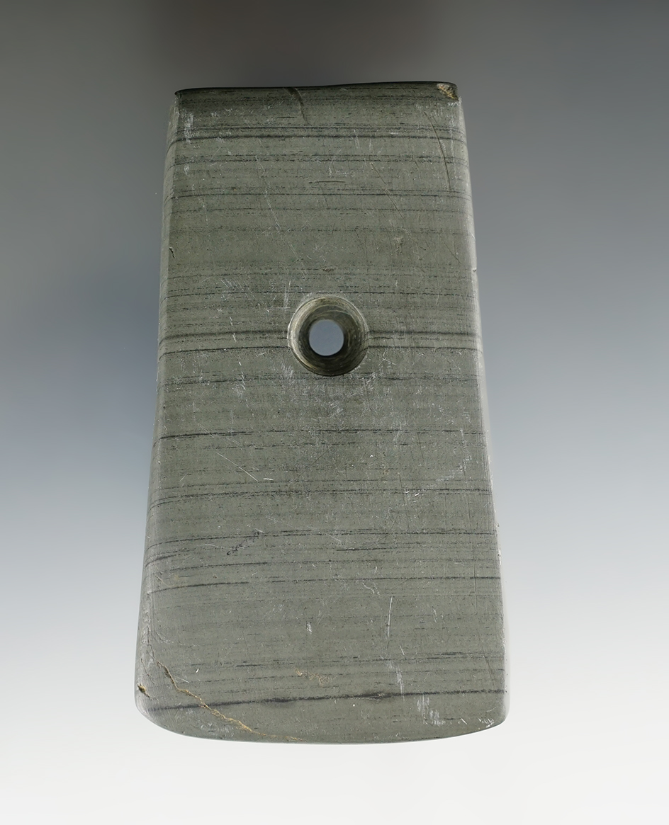 3 3/4" Adena Trapezoidal Pendant - Montgomery Co., Ohio. Ex. Hubert Wachtel. Berner COA.