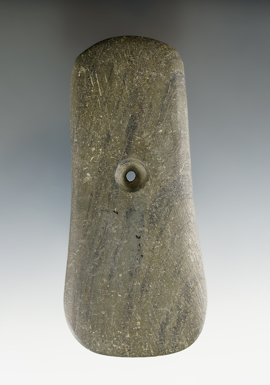4 1/4" Adena Keyhole Pendant found in Fairfield Co., Ohio. Ex. August Wehrle, Clifford Bauer.