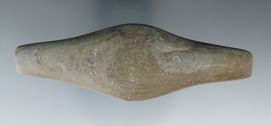 4 1/2" Adena Expanded Center Gorget found in Scioto Co., Ohio. Pictured in Who's Who #4.