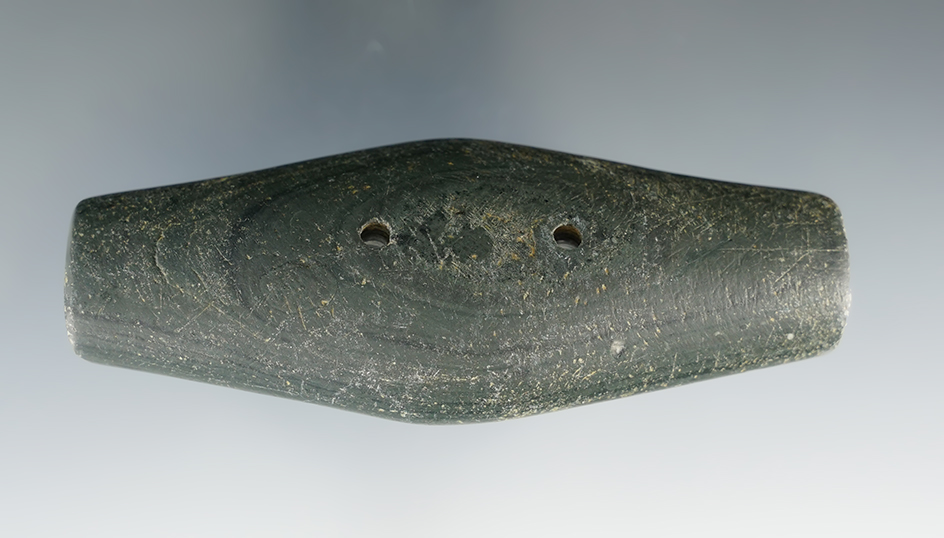 3 11/16" Adena Expanded Center Gorget found in Ottawa Co., Ohio. Ex. Ron Siebenick Collection.