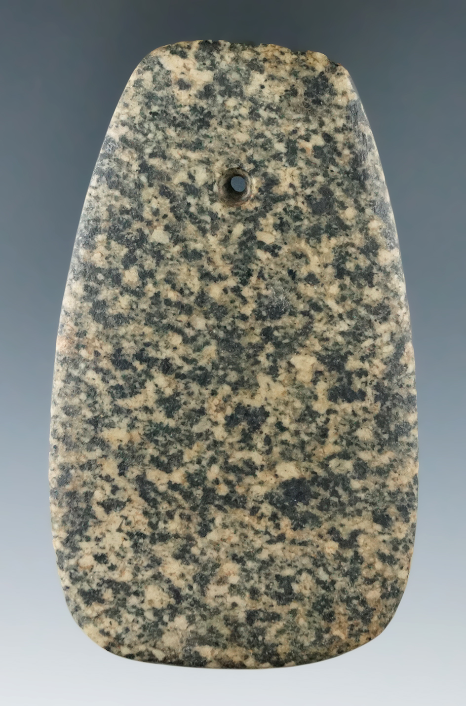 3 7/16" Hopewell Trapezoidal Pendant made from Granite, found in Randolph Co., Indiana. Pictured!