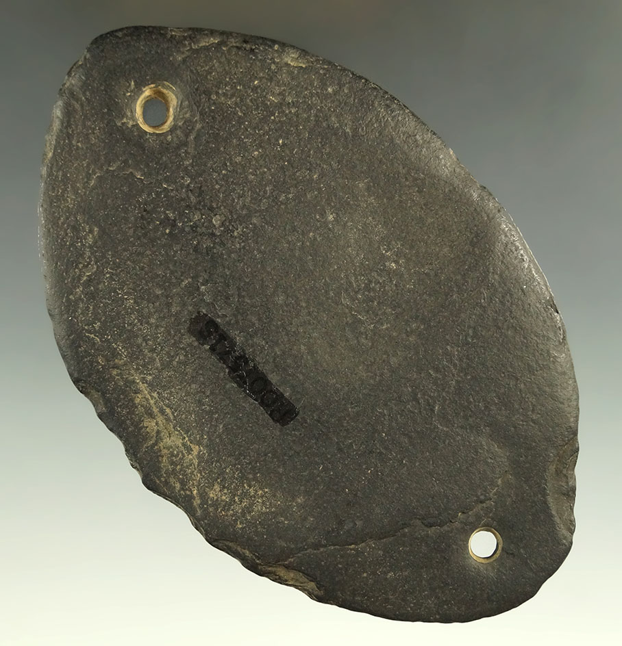 4 7/16" Glacial Kame Elliptical Gorget. Ex. Col. Raymond Vietzen, Mike Barron Collections.