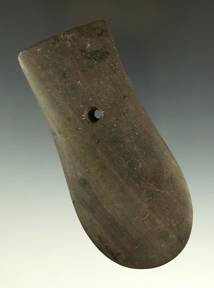 4 5/16" Adena Keyhole Pendant found in Washington Co., Ohio. Ex. John Norris, Mike Thursby.