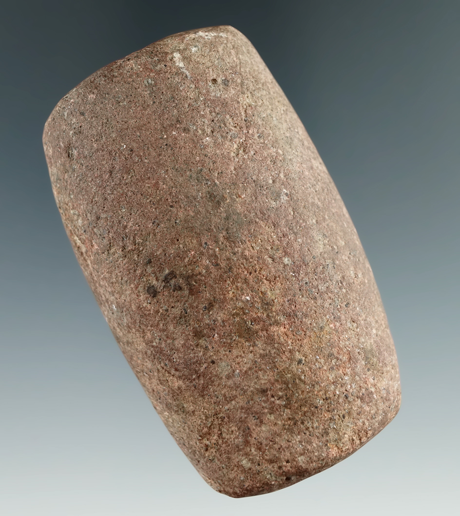 2 7/8" "D" style bannerstone preform with drilling barely started on each end. Found in New York.
