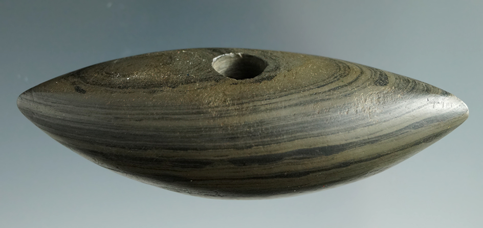 Pictured! Classic style 3 5/8" Bannerstone found in Wyoming Co., New York.