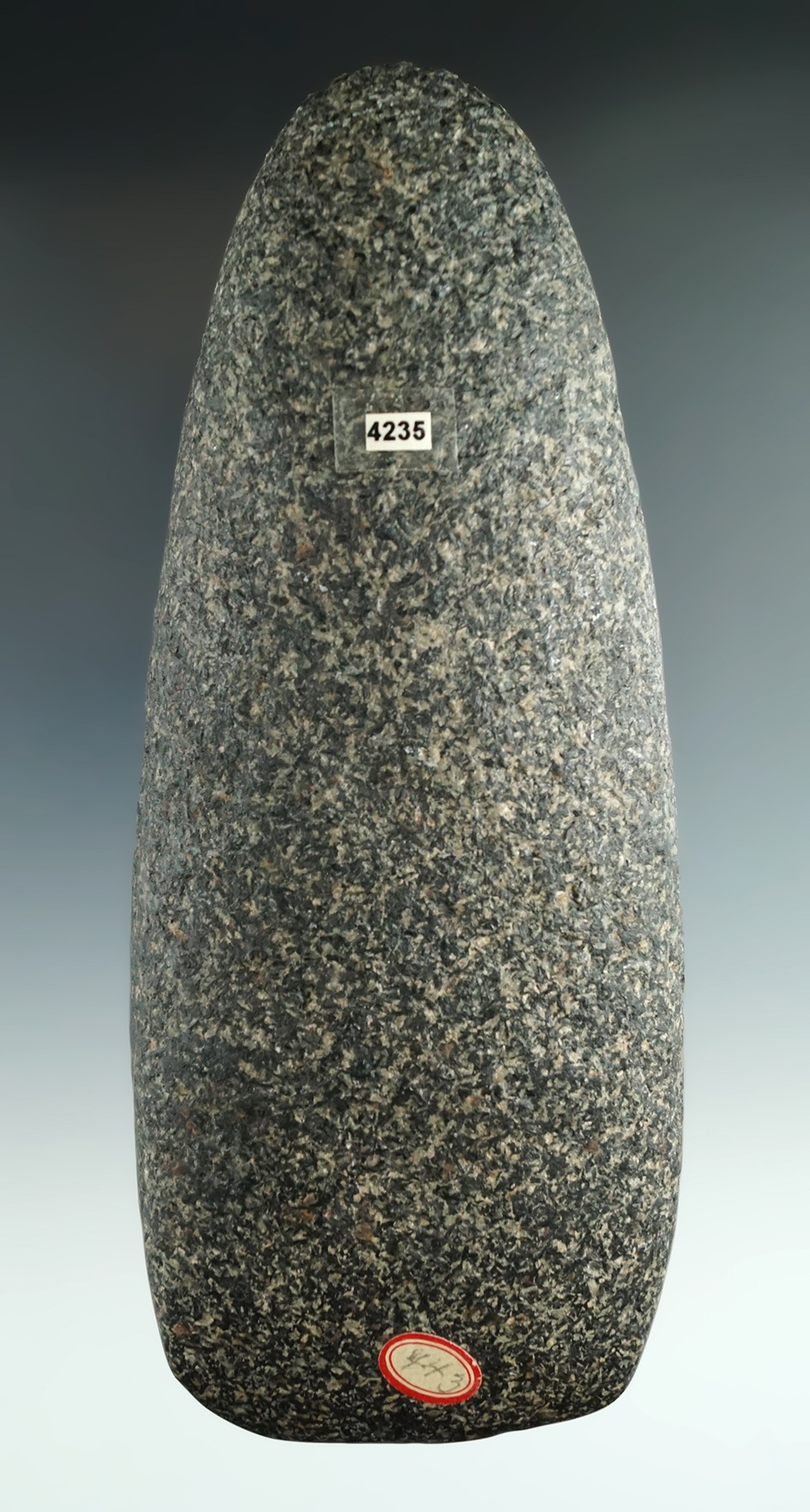 6 1/2" Hardstone Celt found in Ohio.  Pictured in Who's Who #1.  Ex. Phil Kientz.