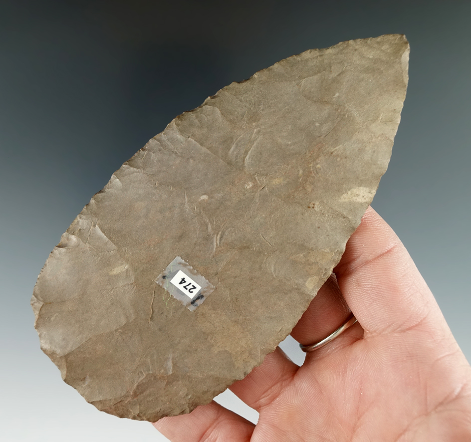 4 7/8" Adena Blade found in Indiana.  Ex. Rose Nelson.