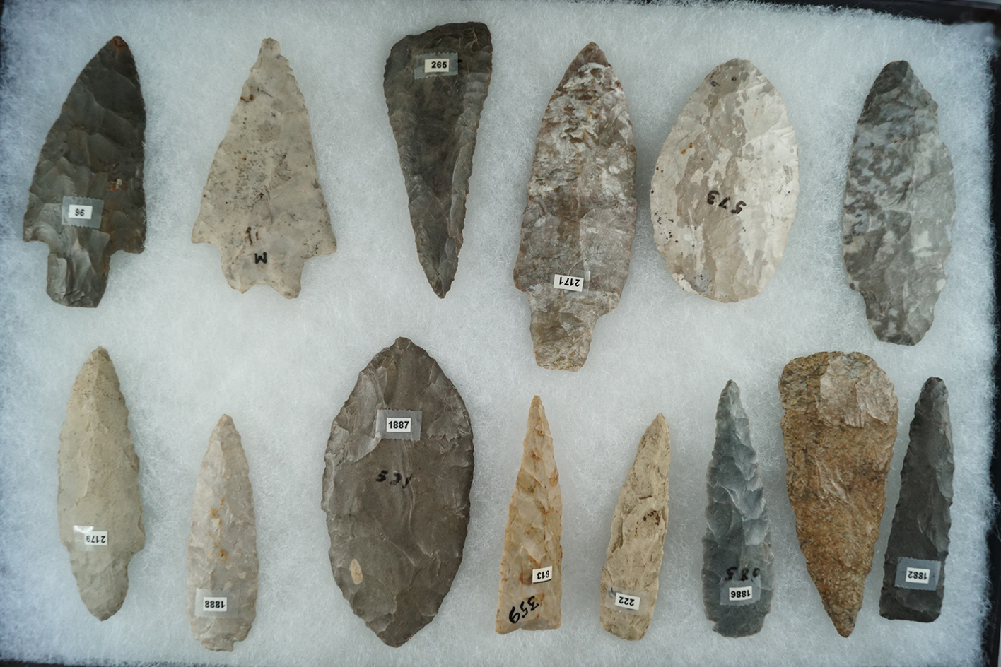 Group of 14 assorted artifacts found in Ohio and Indiana.  Largest is 3 3/4".