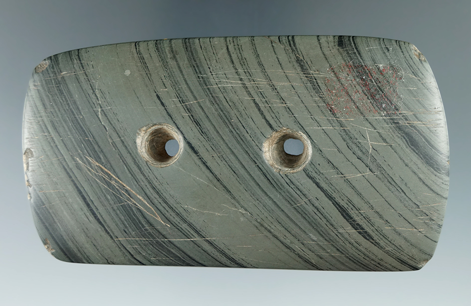 3 5/8" Rectangular Gorget found in Wayne Co., Ohio. Ex. Michael Morgan.