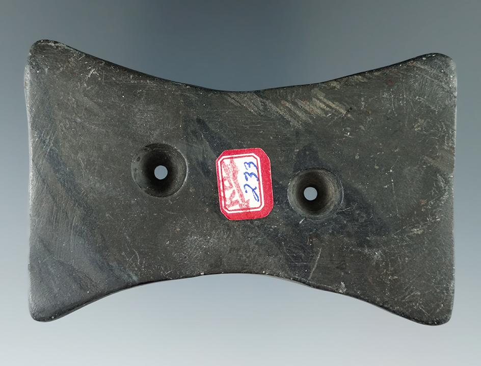 3 3/8" Bi-Concave Gorget found in Ottaw Co.,Ohio by Lloyd Harnishfeger.