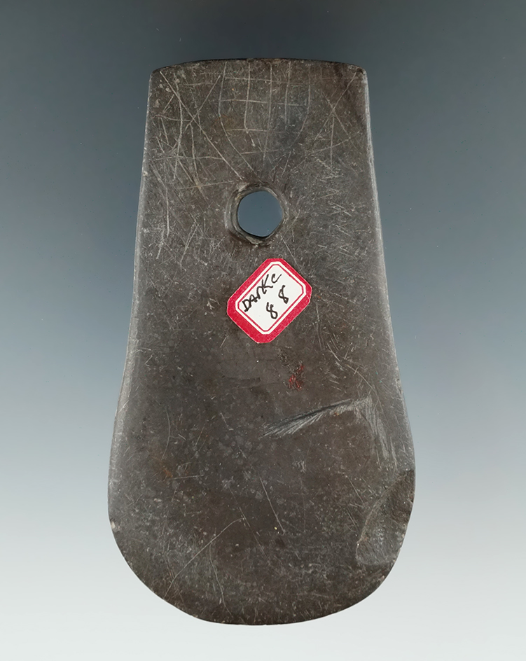 3 15/16" Keyhole Pendant with engraving to one side. Found in Darke Co., Ohio. Pictured.