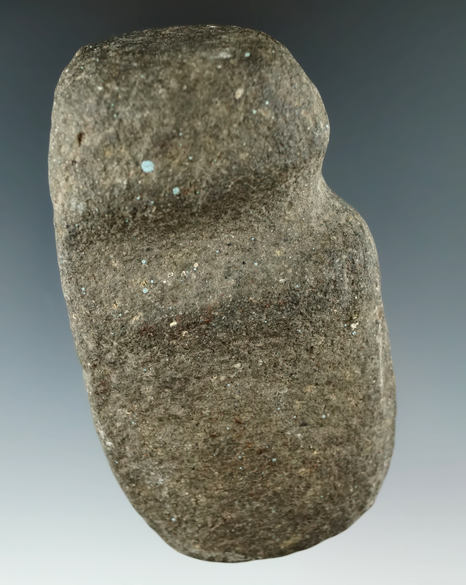 3 7/8" Long 3/4 Grooved Axe with a large flute on top, found in Knox Co., Ohio.