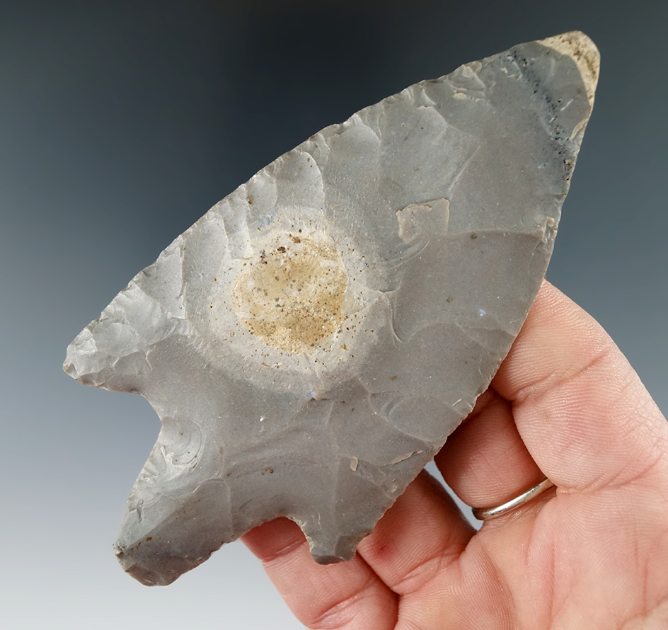 4 1/2" Hebron Adena found in Harrison Co., Indiana. Ex. Costello. Comes with a Berner COA.