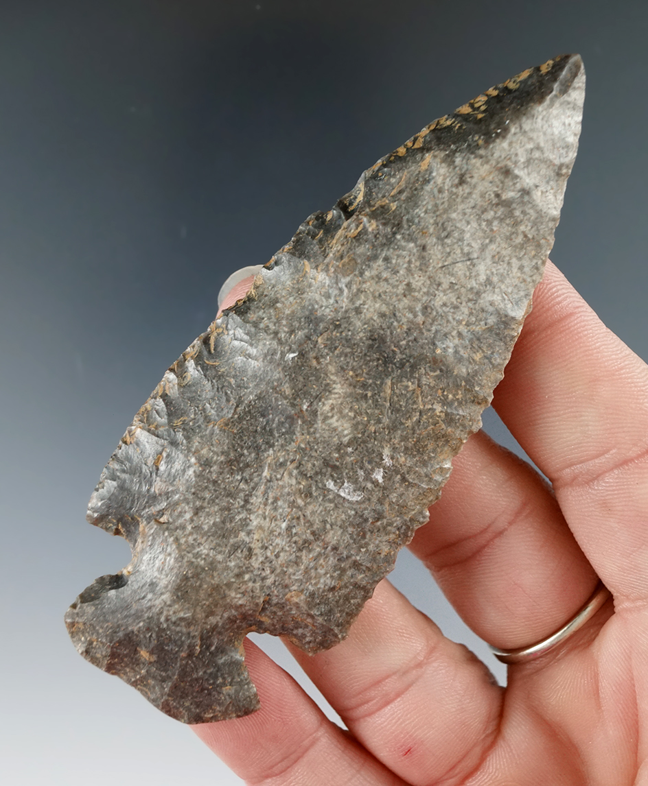 3 5/8" Dovetail found in Sommerset Co., Kentucky. Ex. Gary Noel, Jim Binder Collections.