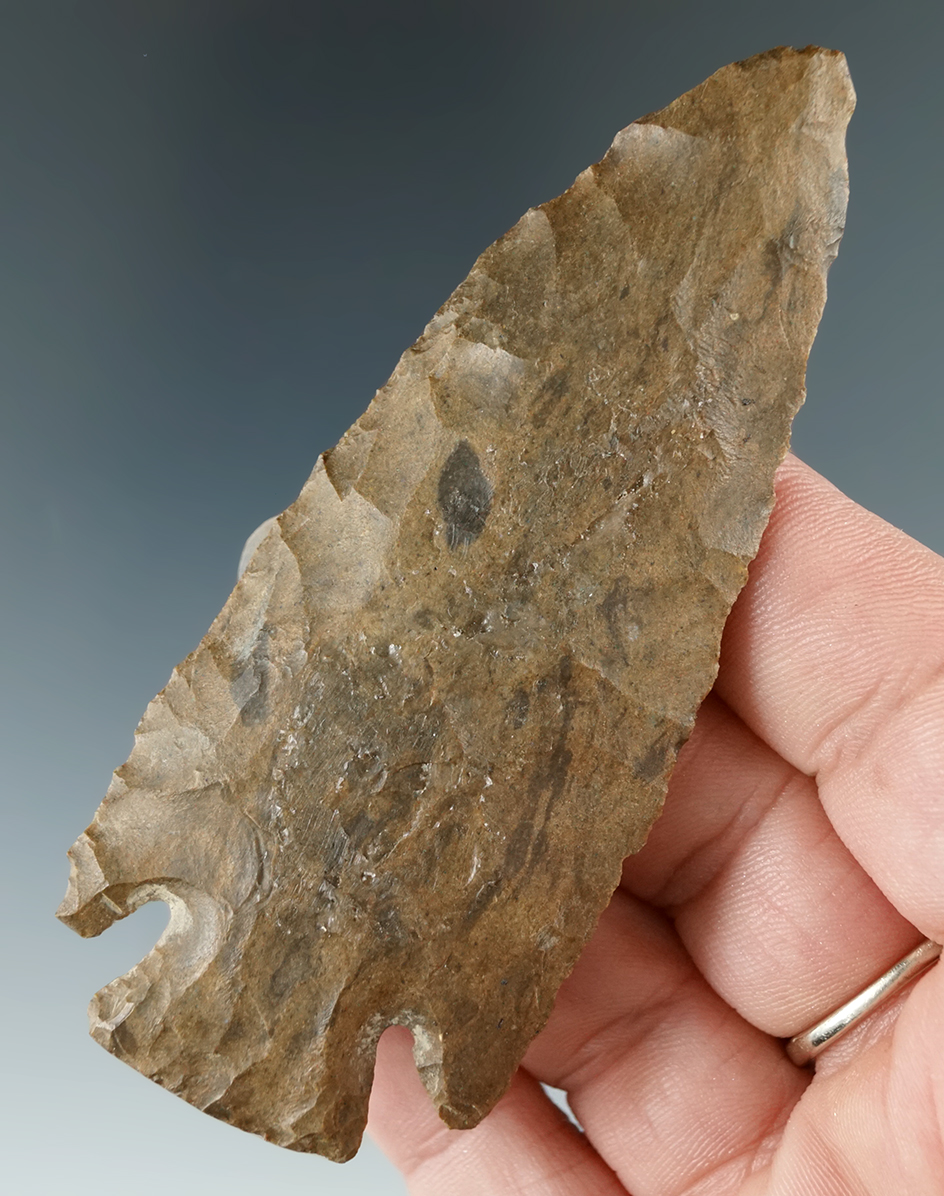 3 1/2" Lost Lake found in Kentucky and made from Dover Chert. Comes with a Rogers COA.