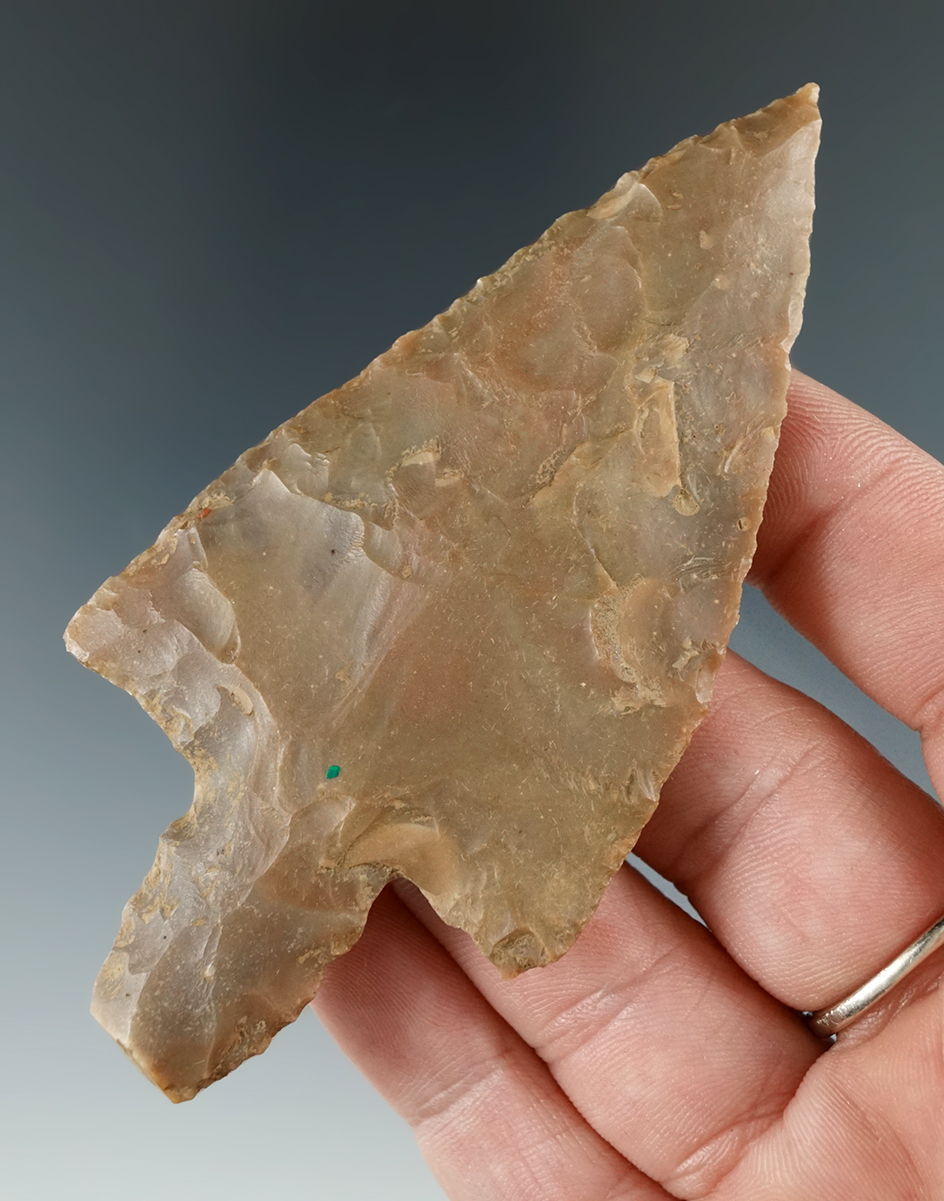 3 11/16" Robbins Adena Variant made from Carter Cave Flint, Morgan Co., Kentucky. COA.