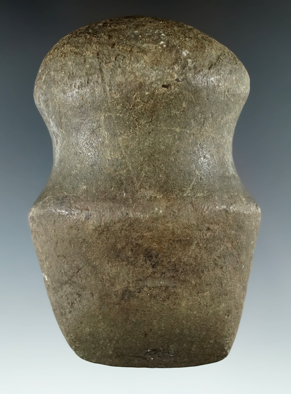 Excellent style and polish on this 4 1/4" Full Grooved Axe found in Stark Co., Ohio. Ex. Jones.