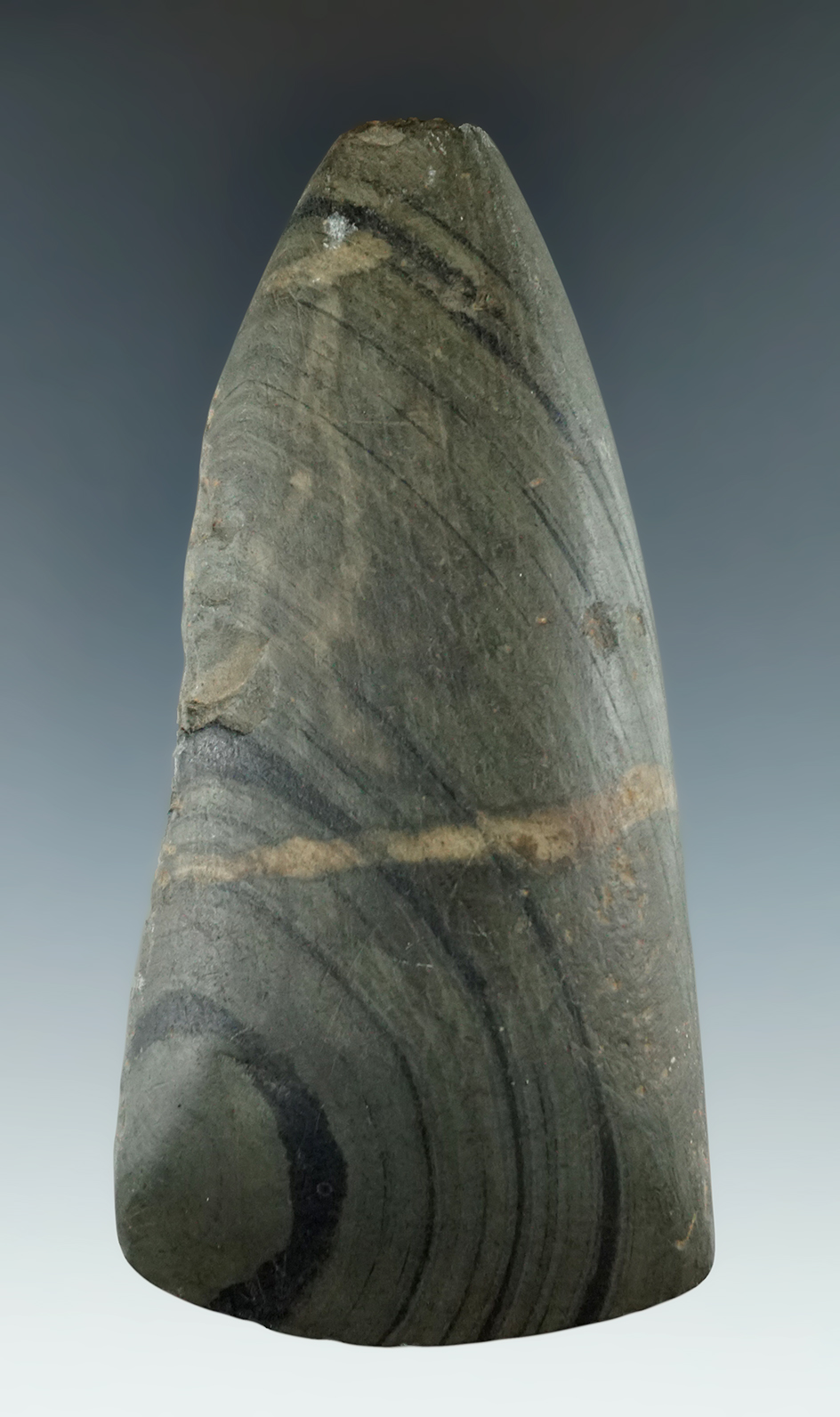 4" Banded Slate Adena Celt. Ex. Jim Hovan, # H-1786.