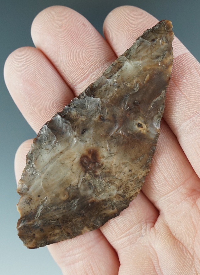 3 1/4" Columbia River Knife made from brown and tan Agate. Found near the Columbia River, Oregon.