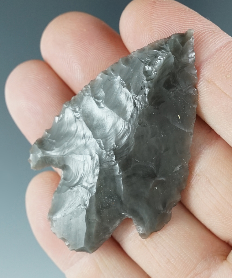 2 1/4" Great Basin Stemmed Point made from translucent Obsidian. Found in the Great Basin, Oregon.