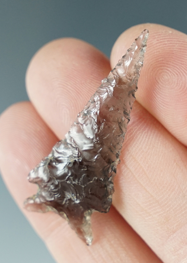 1 3/4" Elko Eared made from transparent Obsidian. Found in the Great Basin, Oregon.