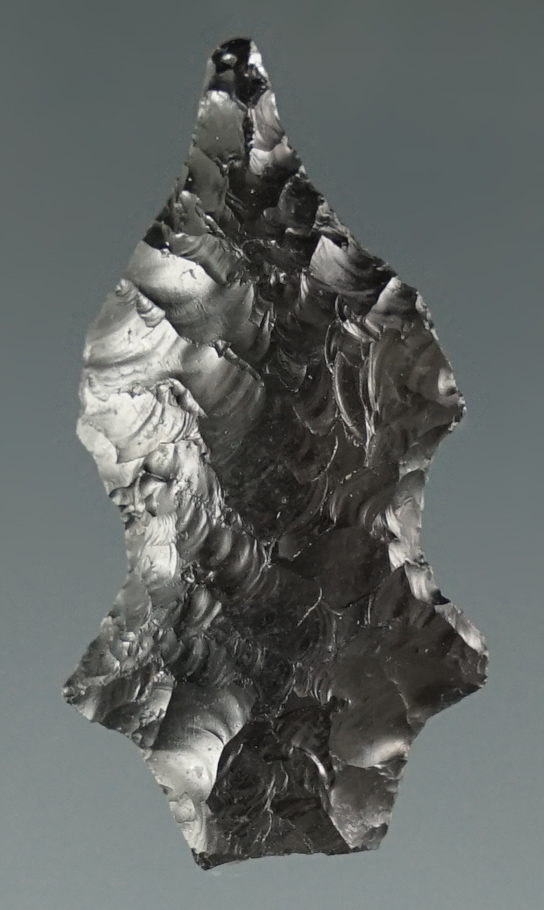 1 1/4" Eccentric styled Obsidian Arrowhead found near the Columbia River, Oregon.