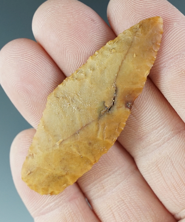 2 1/4" Shouldered Cascade made from yellow Jasper. Found near the Columbia River, Oregon.