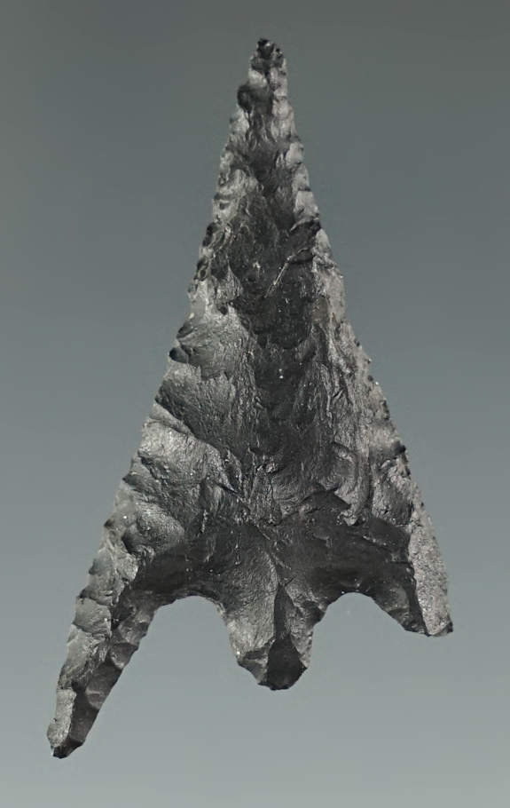 1 1/2" Gunther Barbed made from black Jasper. Found in southern Oregon.