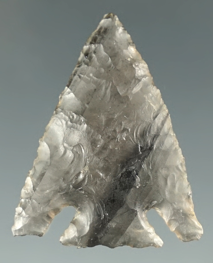 1 1 4" Diagonal Notch made from clear black Obsidian. Found in the Great Basin, Oregon.