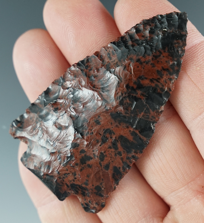 2 5/8" Great Basin Stemmed made from beautiful mahogany Obsidian. Found in the Great Basin, Oregon.