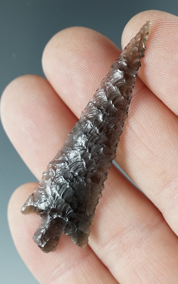 2 1/4" Rose Springs made from striped Obsidian. Super thin. Found near the Columbia River, Oregon.