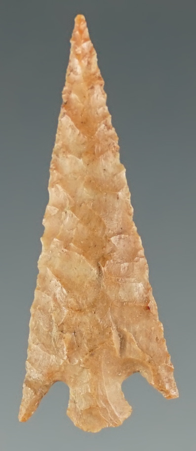 1 3/8" Columbia Plateau made from tan Jasper. Very delicate. Found near the Columbia River, Oregon.