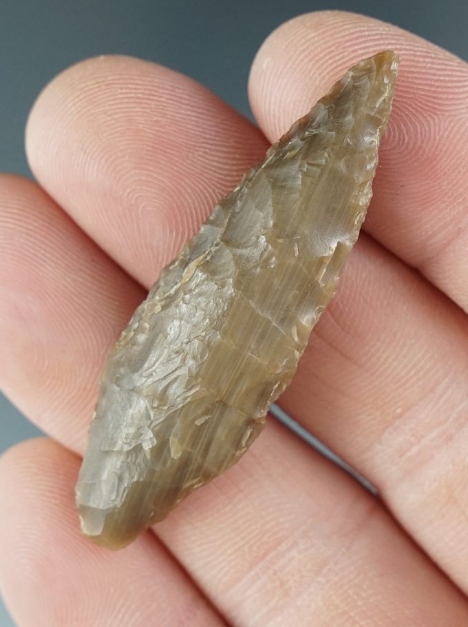 2 1/8" Cascade Leaf made from brown Agatized wood. Found near the Columbia River, Oregon.