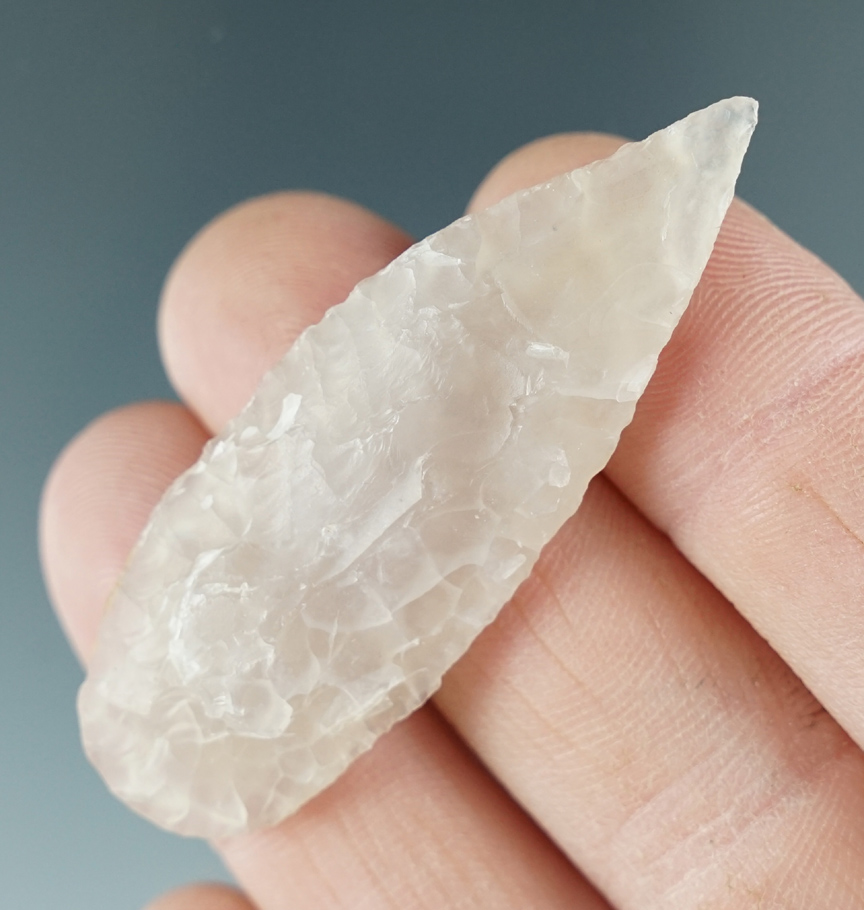 2 1/8" Cascade Leaf made from clear white Agate. Found near the Columbia River, Oregon.