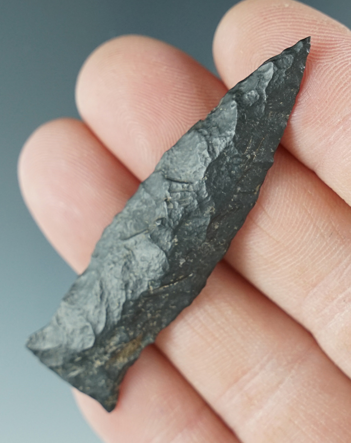 2 3/8" Buchanon Eared made from black Basalt. Found in the Great Basin, Oregon.