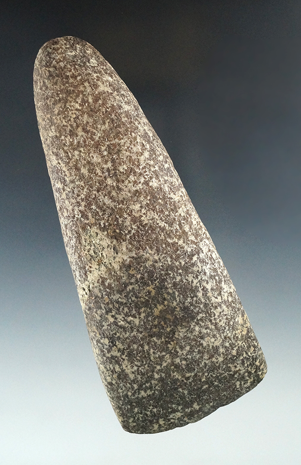 5 3/4" Long Tapered Poll Hardstone Celt with nice use polish to the bit area, Auglaize Co., Ohio.