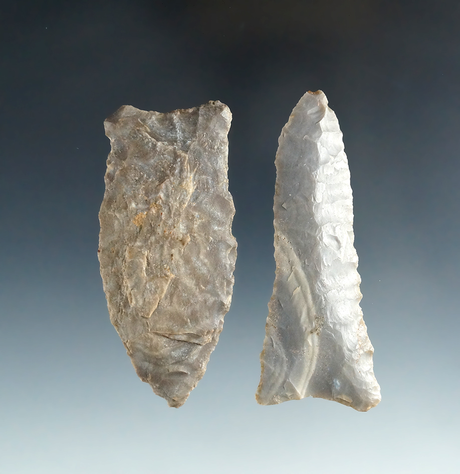 Pair of Greenbrier Points found in Kentucky, largest is 3 1/16".