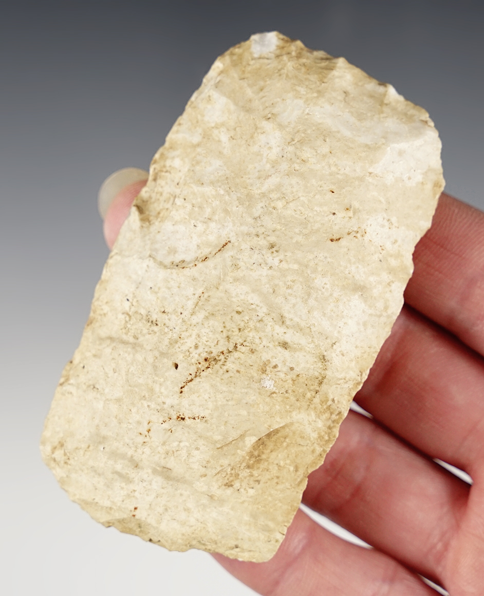 3 1/4" Paleo Square Knife that is heavily patinated. Found in Ohio.