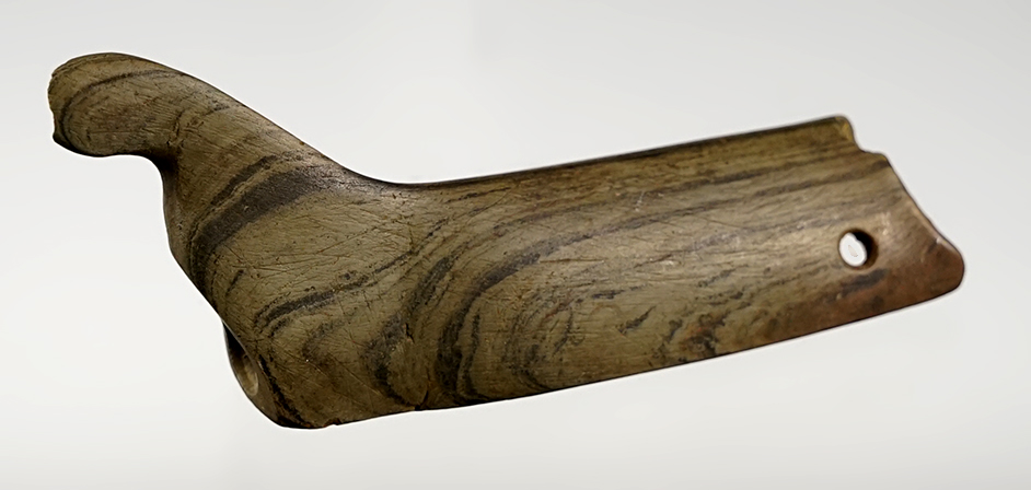 3 3/4" very unique Birdstone - salvaged in ancient times. Champaign Co., Ohio. Ex. Converse.