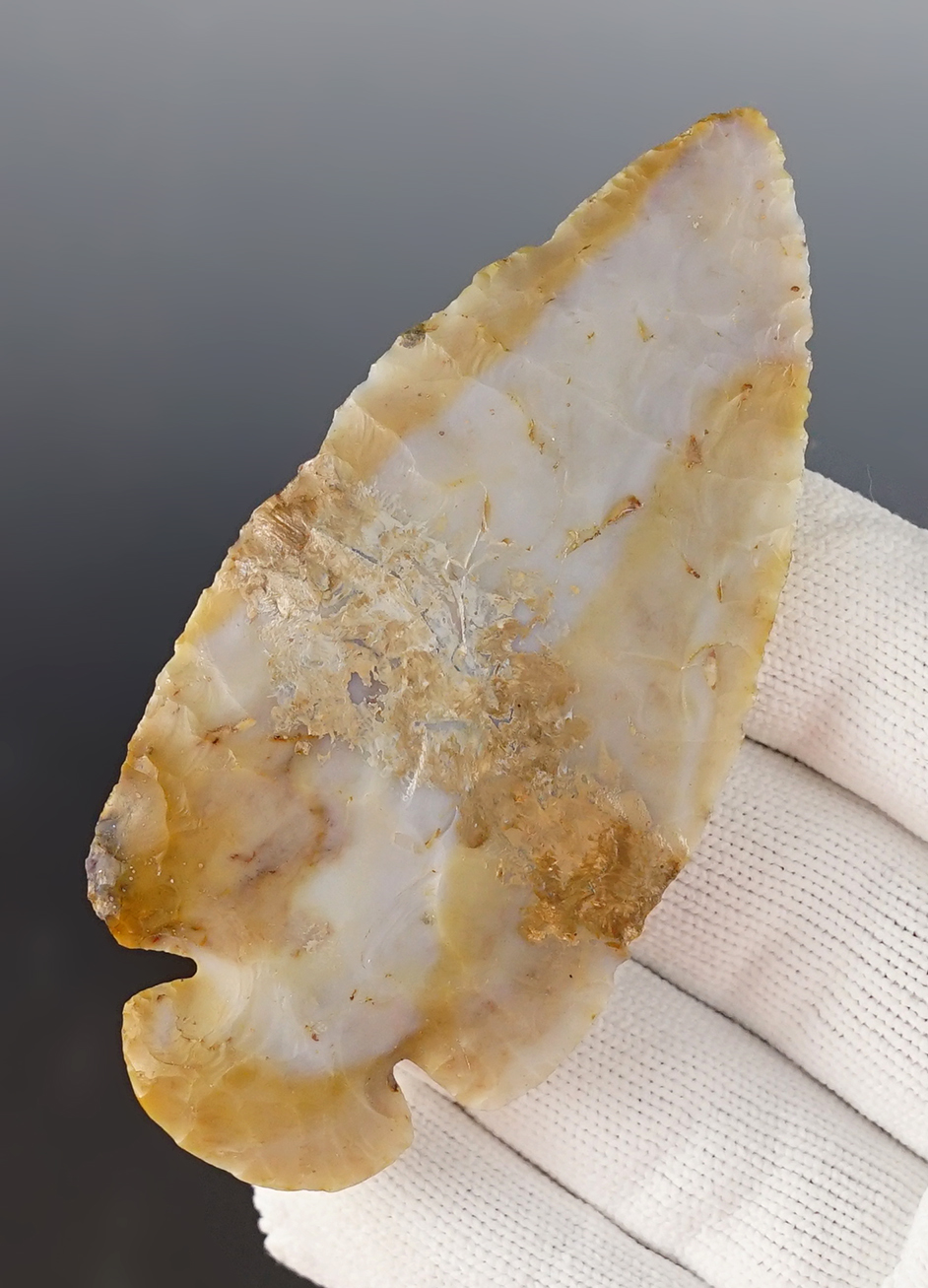 3 7/16" Ohio Dovetail broken and restored at midsection. Flint Ridge Flint. Ex. Tom Davis.