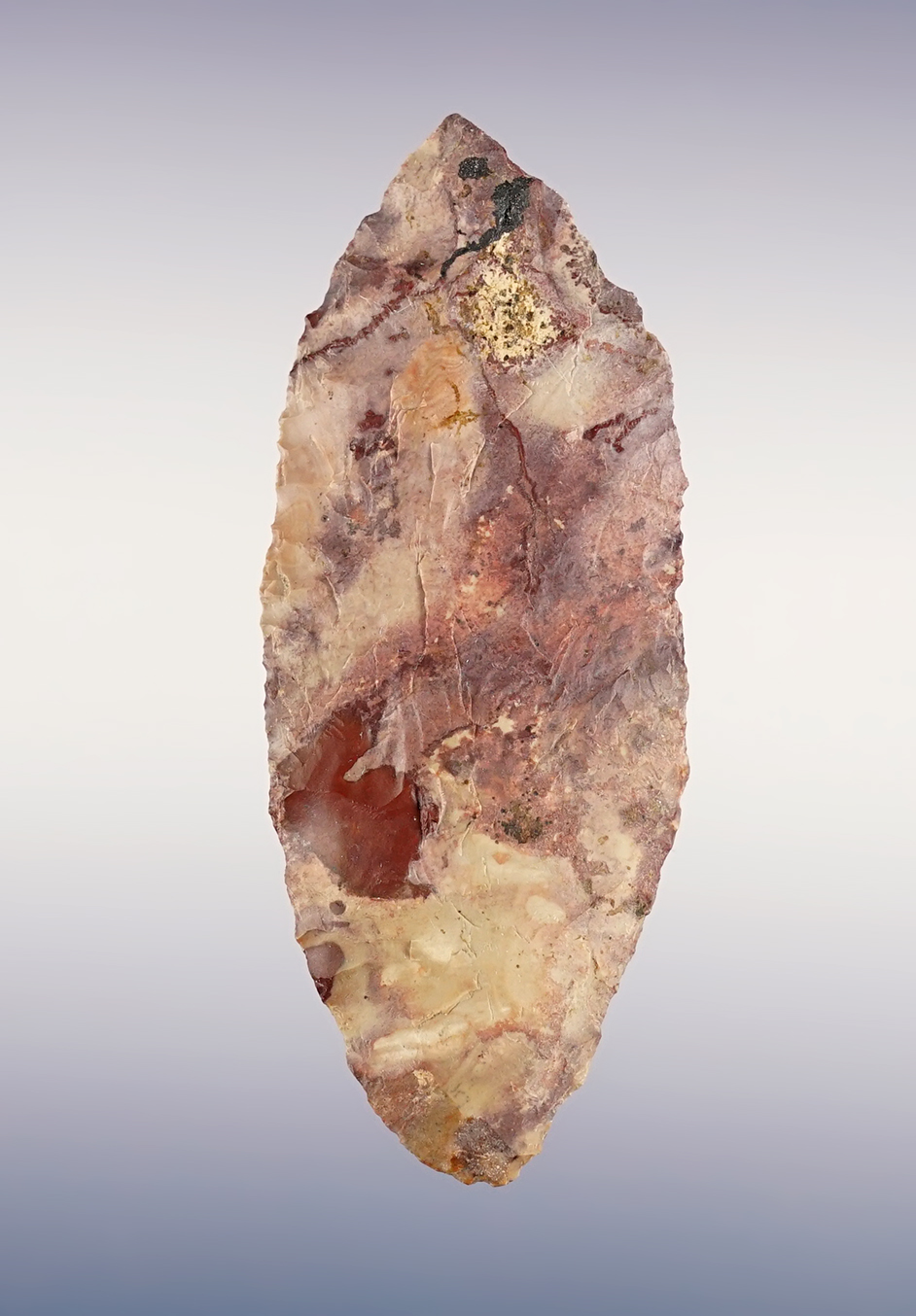 3 7/16" colorful Knife made from Biggs Jasper. Found close the mid Columbia River area.