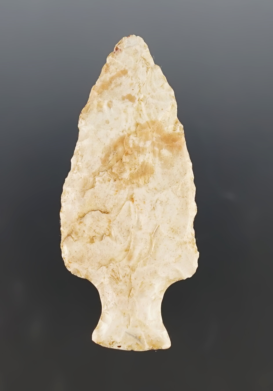 2 5/8" Bottleneck found in Franklin Co., Ohio. Made from Flint Ridge Flint. Classic example.